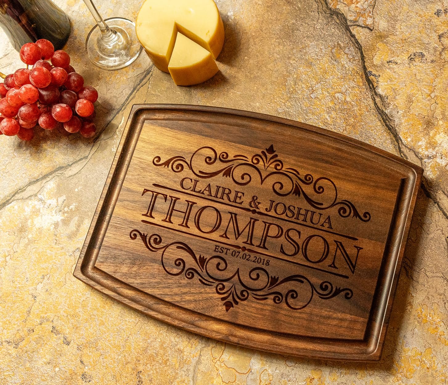 Crafted Treasures Customized Cutting Boards - Personalized Anniversary Gift for Couple - Custom Engraved Charcuterie Board - Best Present Idea for Wedding, Bride, Bridal Shower, Housewarming,Christmas